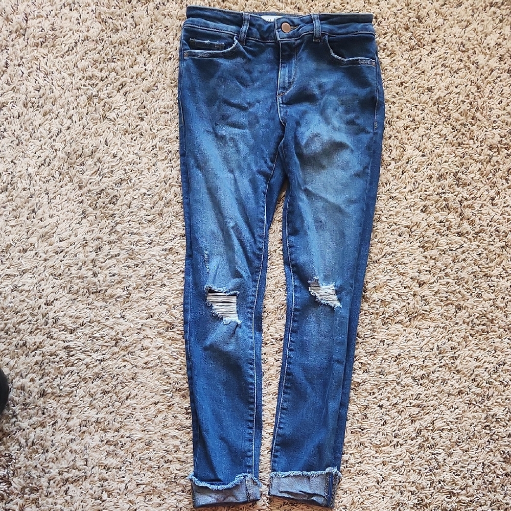 DL1961 Blue Florence Instasculpt Cropped Jeans, Sz 24